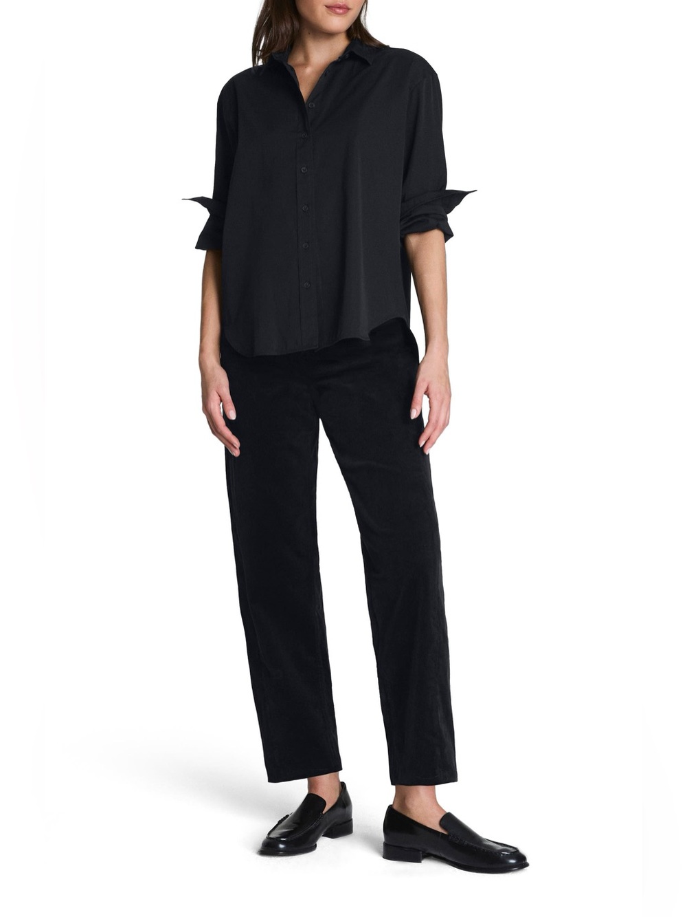 Spanx Corduroy Barrel Leg Pants Jeans Classic Black Size M NWT